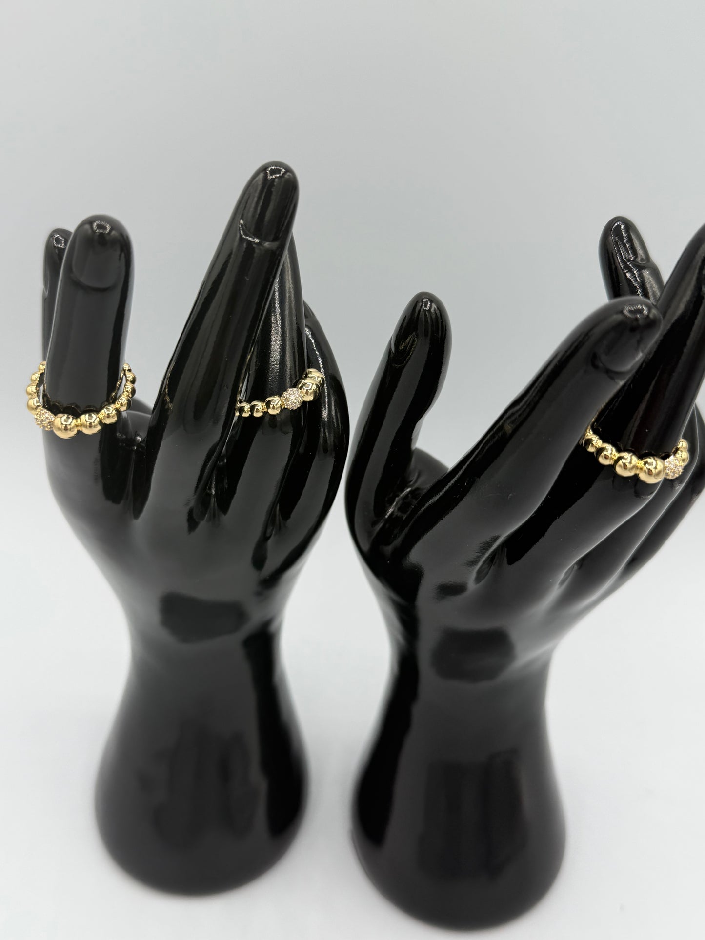 Gold Beaded Stainless Steel Ring with Sparkling Centre Stone