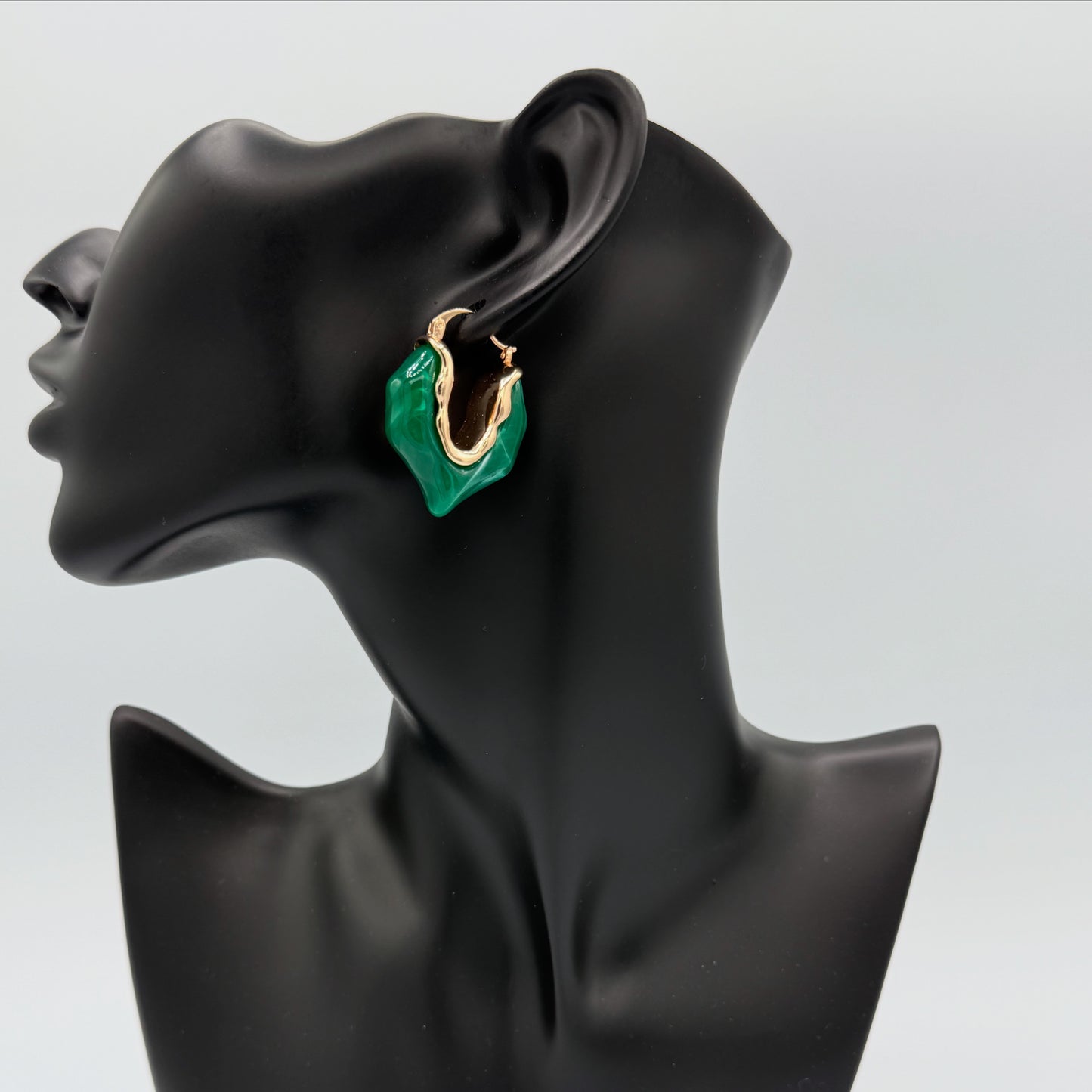 Bold Green & Gold Stainless Steel Hoops