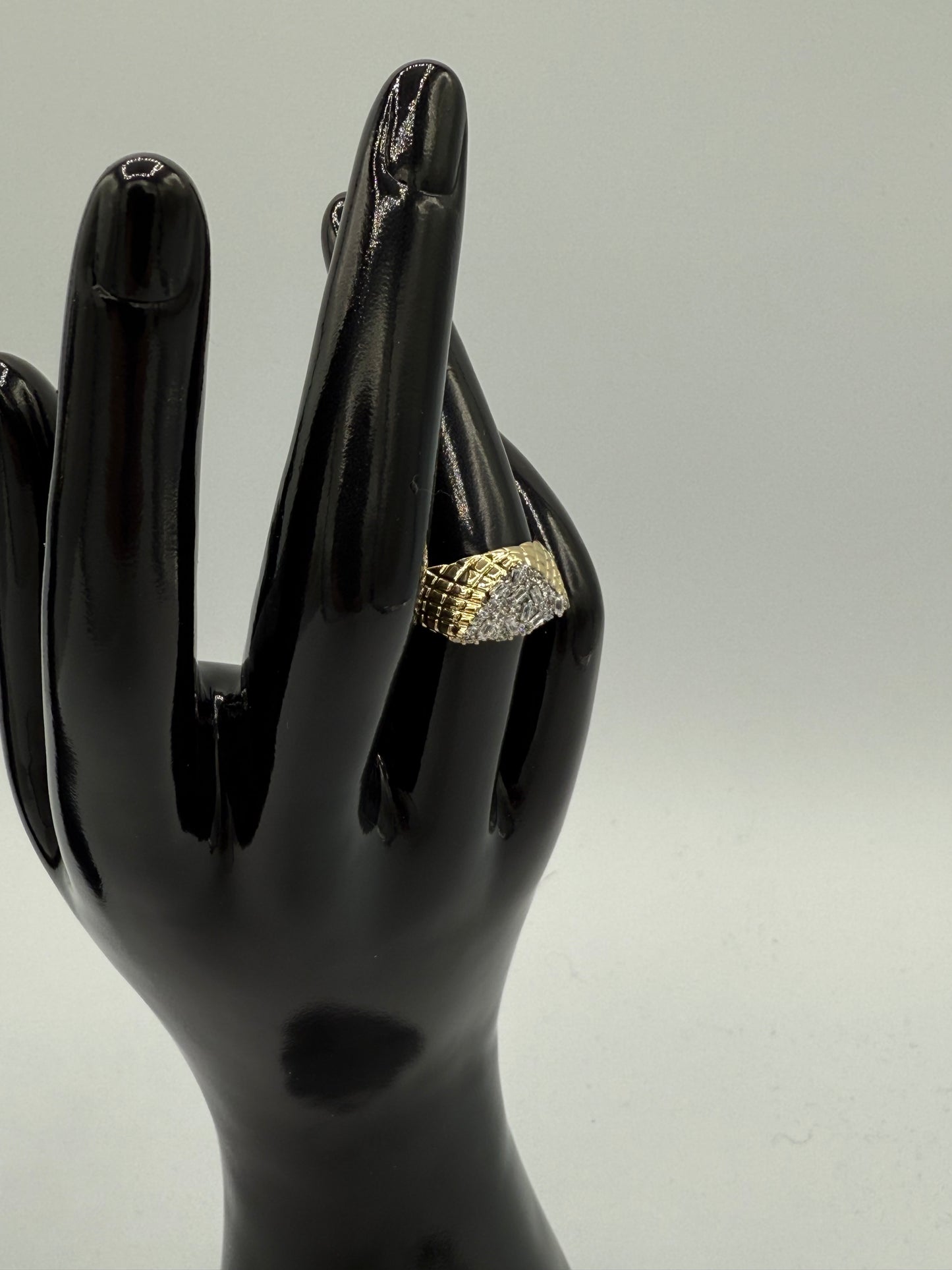 Shimmering Steel & Gold Statement Ring