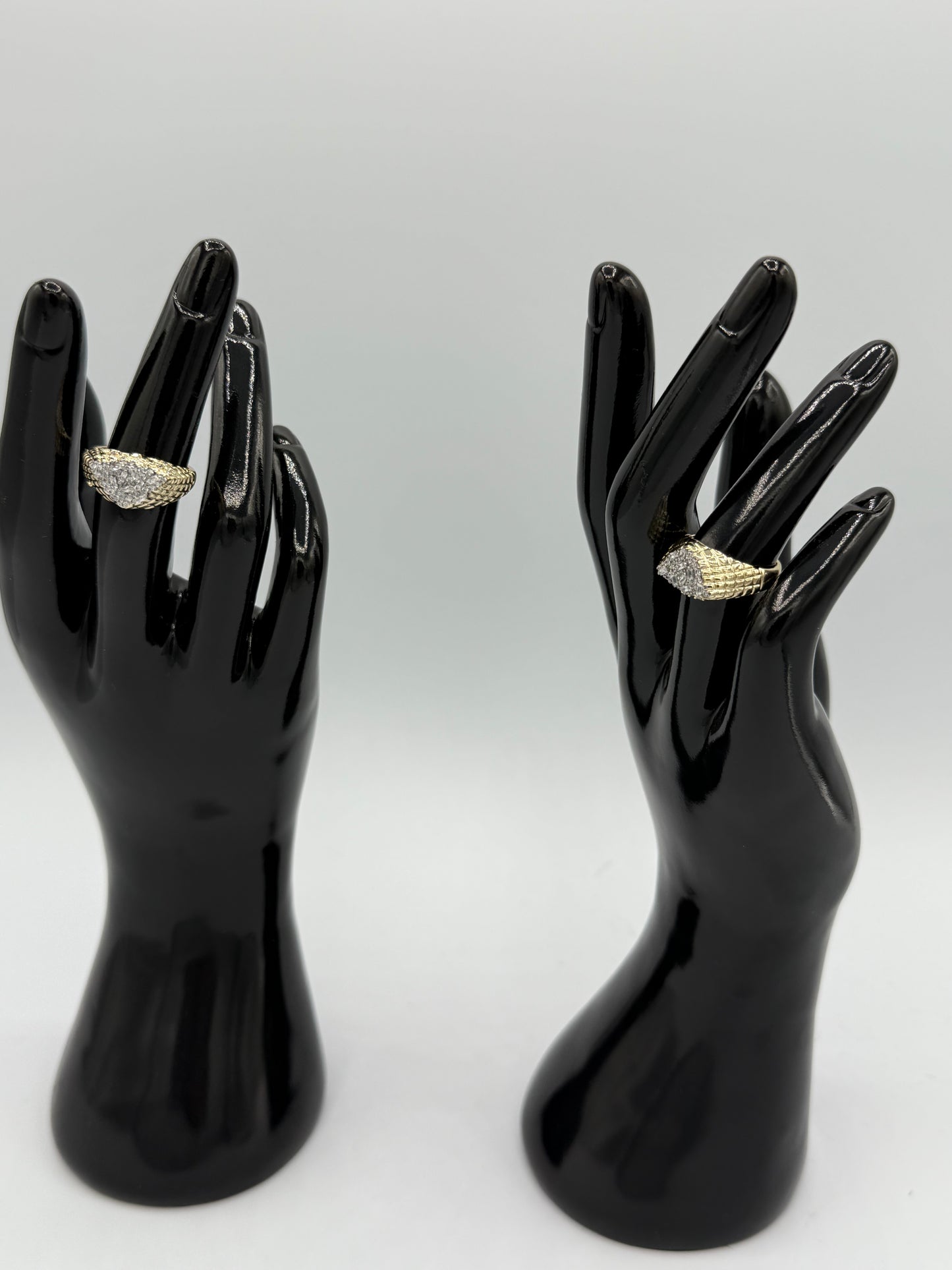 Shimmering Steel & Gold Statement Ring