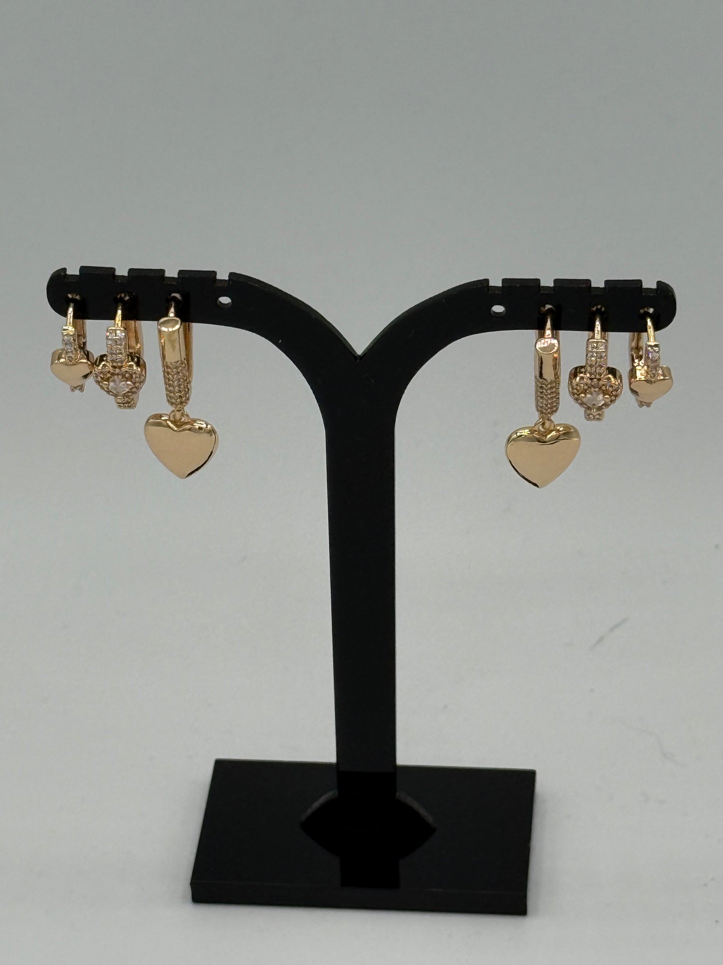 Heart, Crown & Star Hoop Earrings – 3-Piece Gold Set