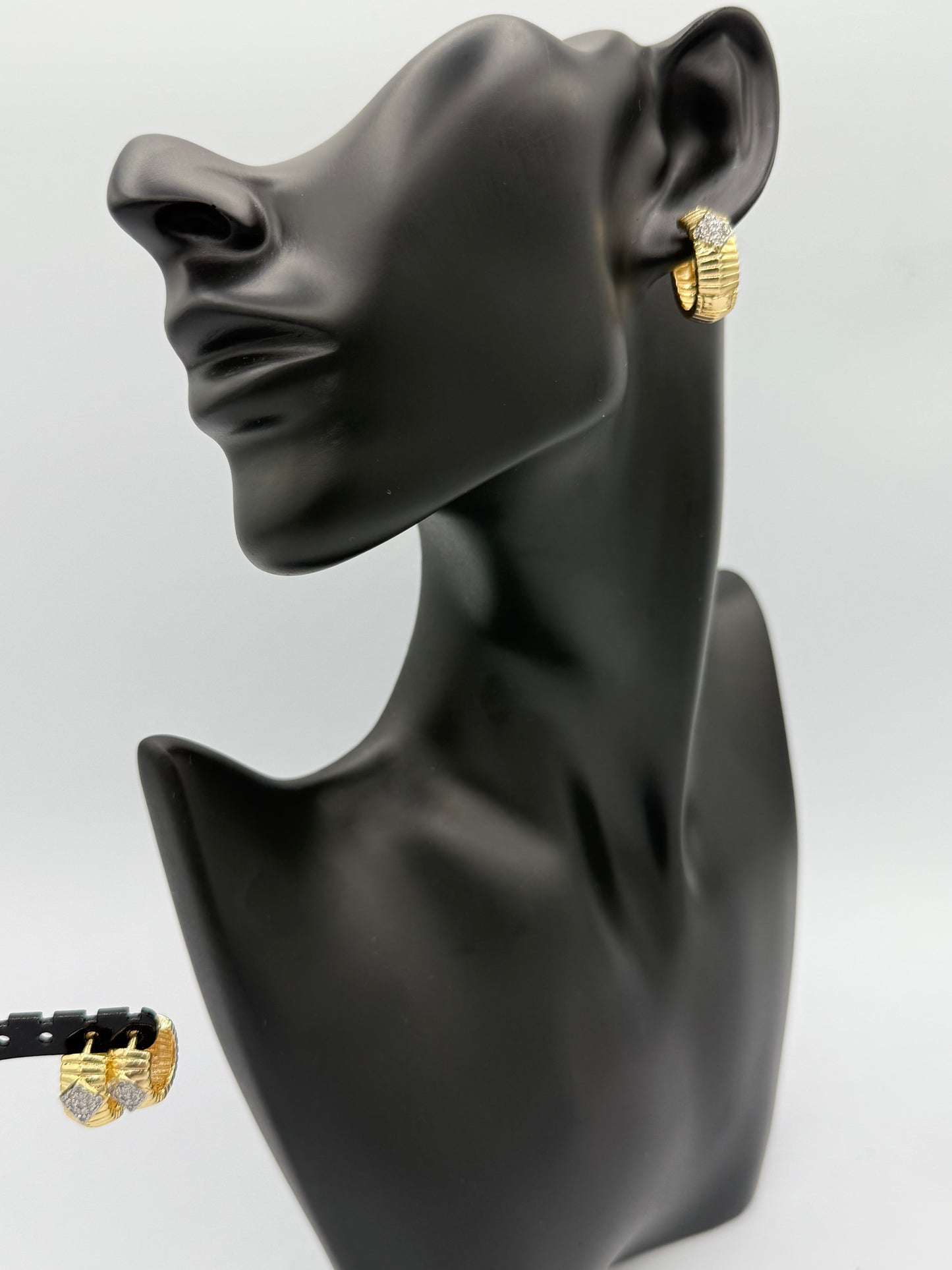 Bold Gold Plated Steel Earrings with Crystal Sparkle