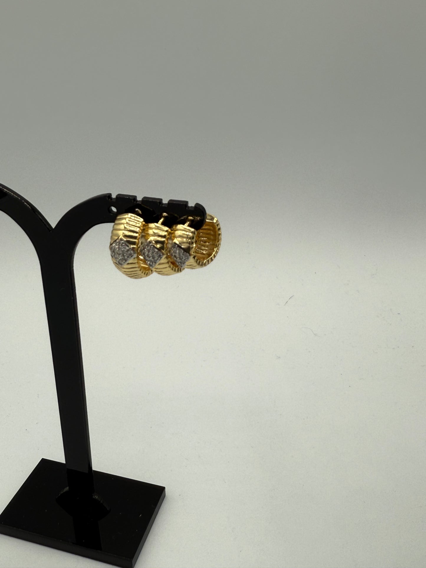 Bold Gold Plated Steel Earrings with Crystal Sparkle