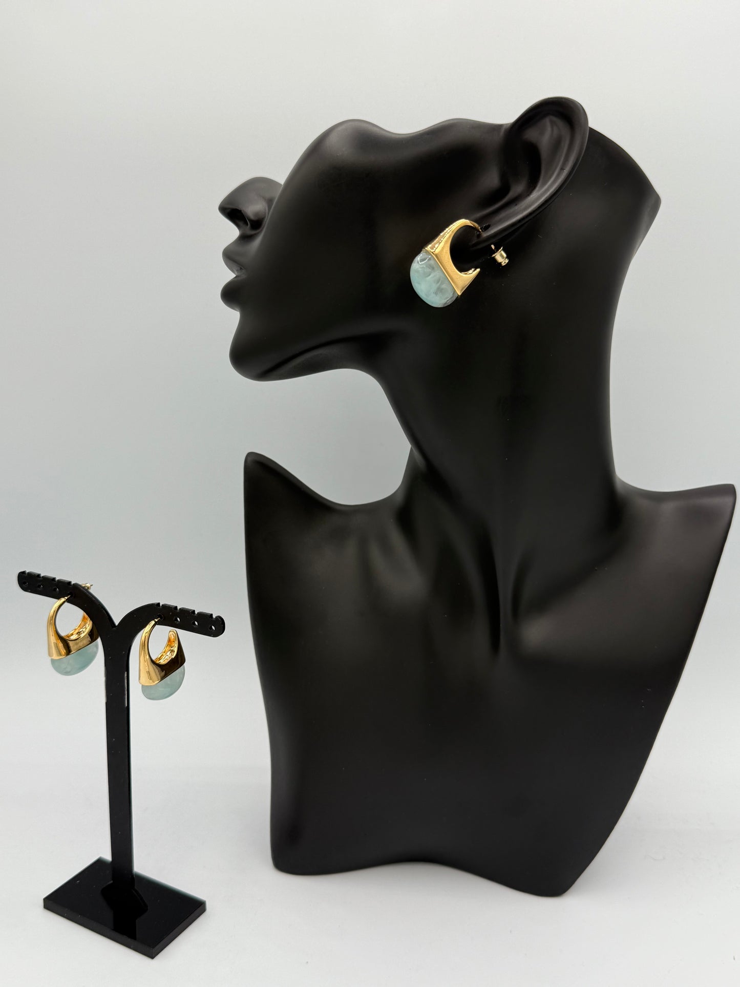 Bold Gold & Mint Green Hoop Earrings – Deriss Jewellery