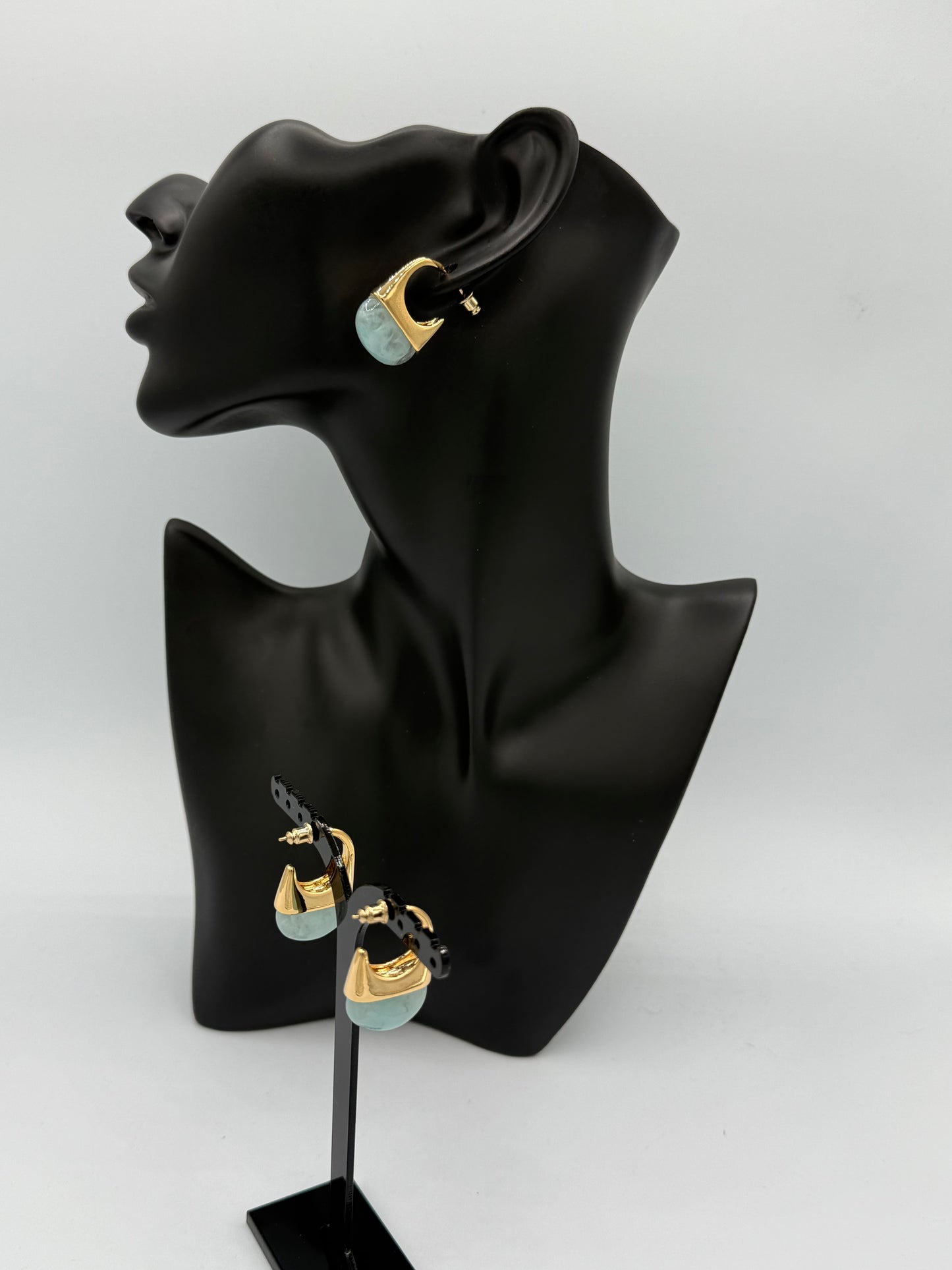 Bold Gold & Mint Green Hoop Earrings – Deriss Jewellery