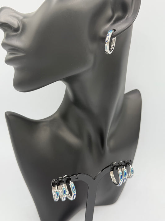 Protective Evil Eye Hoop Earrings – Waterproof Stainless Steel