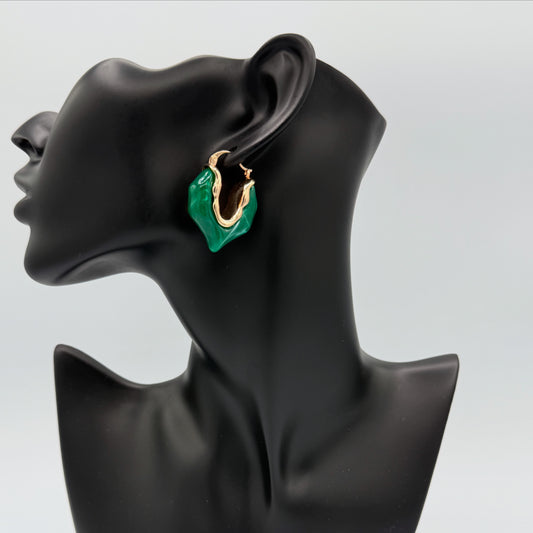 Bold Green & Gold Stainless Steel Hoops