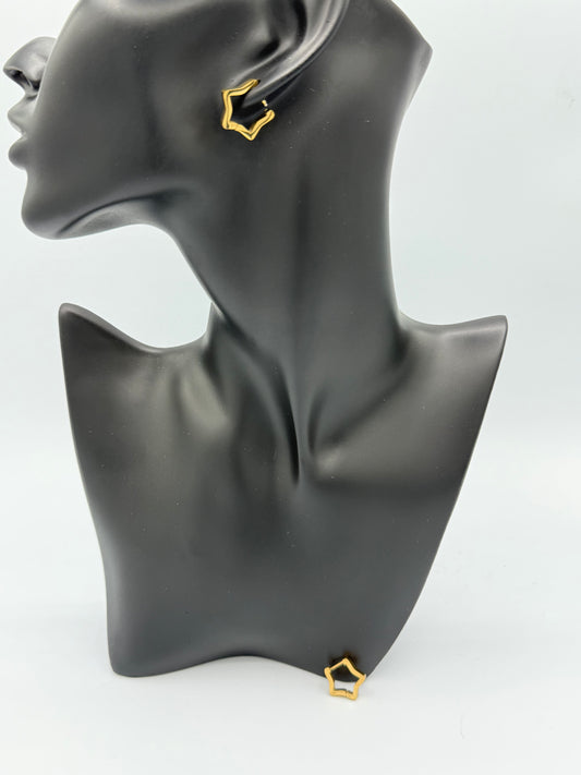 Golden Star Hoop Earrings