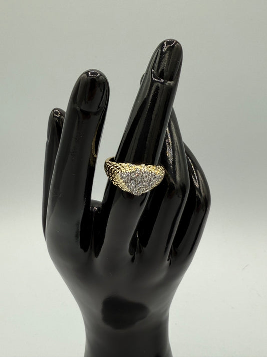 Shimmering Steel & Gold Statement Ring