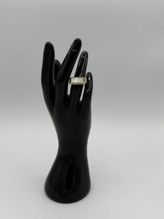 Mini Rectangle Mother of Pearl Ring