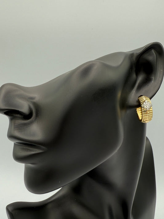 Bold Gold Plated Steel Earrings with Crystal Sparkle