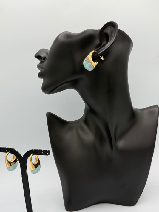 Bold Gold & Mint Green Hoop Earrings – Deriss Jewellery